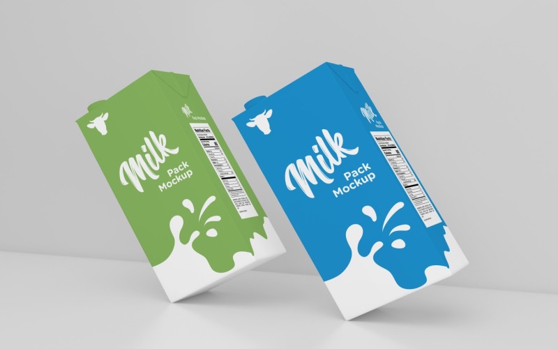 Two Milk Pack One Liters Tiled Box Mockup Template Product Mockup