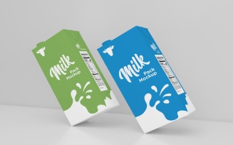 Two Milk Pack One Liters Tiled Box Mockup Template