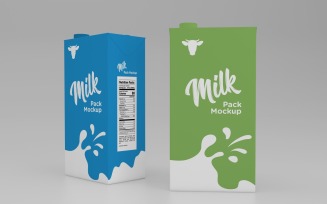 Two Milk Pack Packaging Box Mockup Template