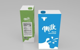 Two Type One Liter Milk Pack Packaging Box Mockup Template