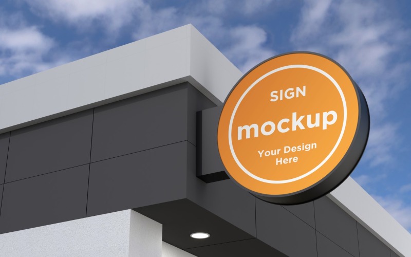 Wall Mount Sign Rounded Board Mockup Template Product Mockup