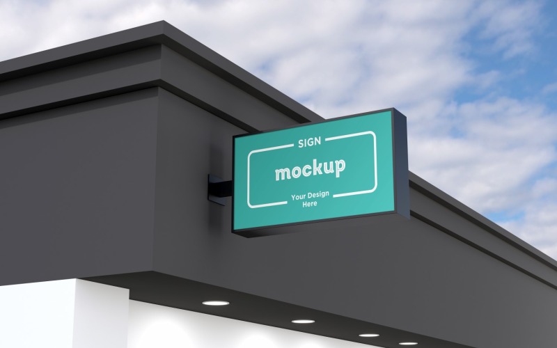 Wall Rectangular Mount Shape Signage Mockup Template Product Mockup
