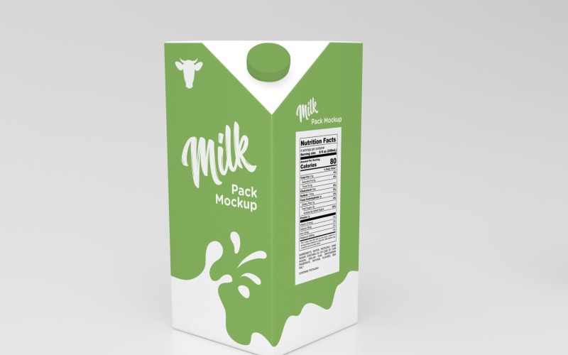 3D One Liter Milk Pack Packaging Mockup Template Product Mockup