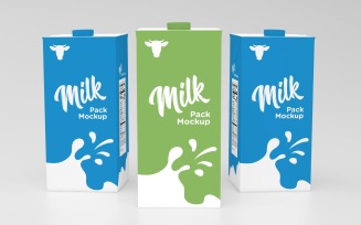 3D Three Milk Packaging One Liters Box Mockup Template