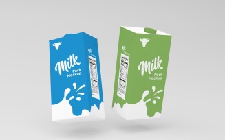 3D Two Type One Liter Tiled Milk Pack Packaging Mockup Template
