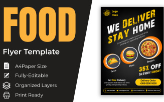 Delivery Food Concept Flyer Brochure Design Vector Template