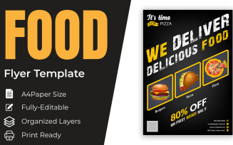 Food Delivery Flyer Pamphlet Brochure Design Vector Template In A4 Size