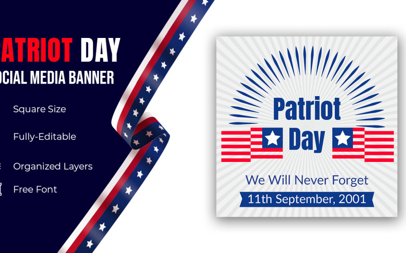 Hand Holding Usa Flag Over Blue Sky National Patriot Day United States Holiday Banner Social Media