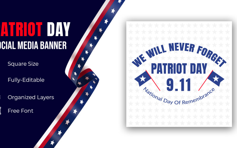 National Usa Patriot Day United States Holiday Fireworks Banner Social Media