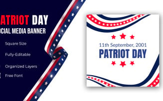 Patriot Day Card With Twin Towers And Phrase Remember 9-11 Social Media