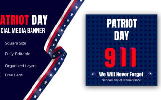 Usa Patriot Day Horizontal Banner 9/11 Patriot Day Social Media