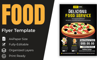 Delicious Food Service In Town Banner Poster Flyer Cover Menu Brochure Design