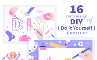 16 DIY Tools Do It Yourself Background Illustration
