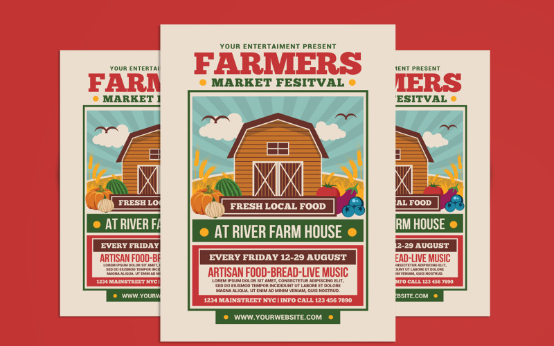 Farmer Market Festival Flyer Corporate Identity