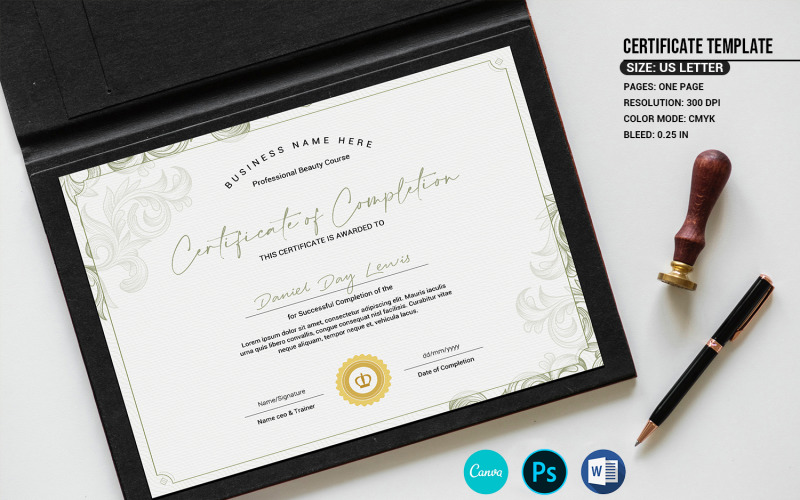 Lewis Completion Certificate Template