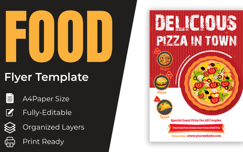 Pizza Burger French Fries Banner Poster Flyer Cover Menu Design Corporate Identity
