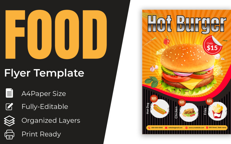 Restaurant Flyer Template With Vector Corporate Identity