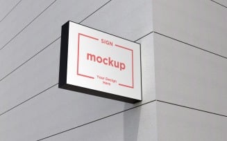 Square Wall Mount Facade Sign Mockup Template