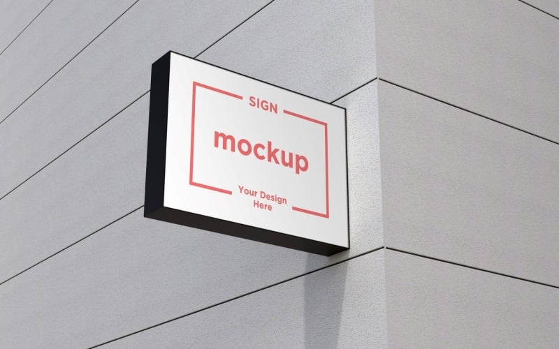 Square Wall Mount Facade Sign Mockup Template Product Mockup