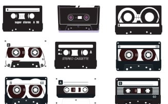 Audio Cassettes Set Vector Illustration