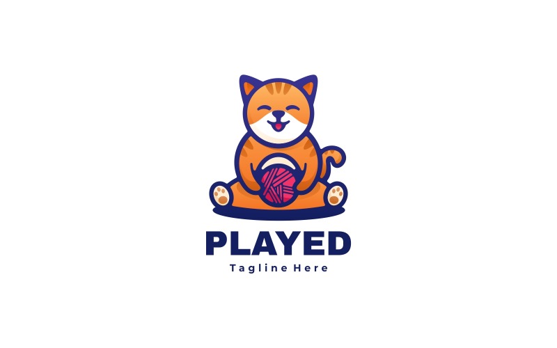 Cat Playing Cartoon Logo Style Logo Template