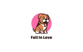 Dog Fall in Love Mascot Cartoon Logo