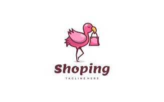 Flamingo Shopping Cartoon Logo