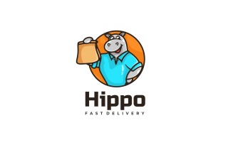 Hippo Cartoon Character Logo