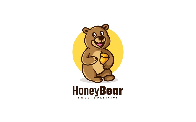 Honey Bear Mascot Cartoon Logo Logo Template