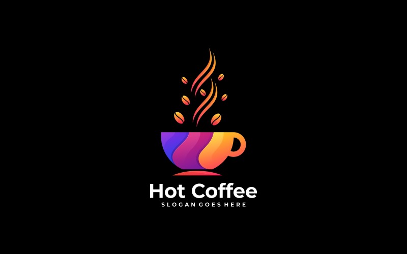 Hot Coffee Colorful Logo Style Logo Template