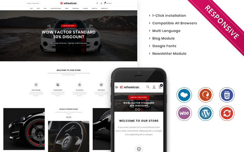 Wheelcar - Automobile Store Premium Woocommerce Template WooCommerce Theme