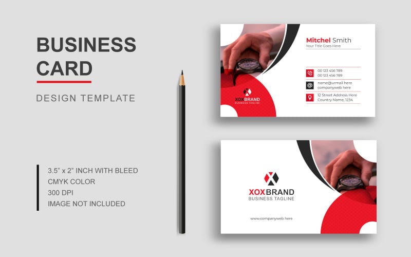 Abstract Business Card Template with Image Corporate Identity