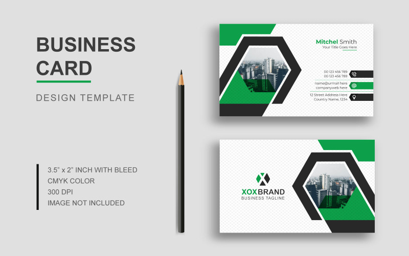 Business Card Template with Image Corporate Identity