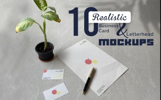 Realistic Product Mockup Business Card and Letterhead Mockup PSD Template