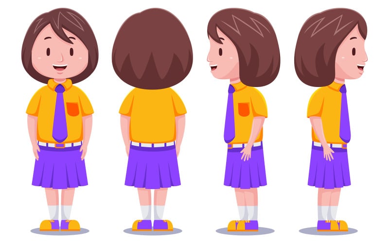 Cute Kids Girl Student #01 Vector Graphic