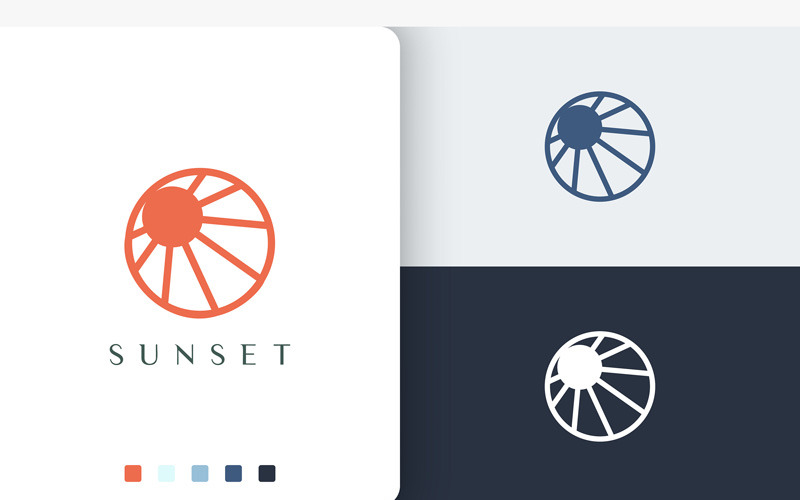 Circle Sun or Sea Logo Modern Style Logo Template