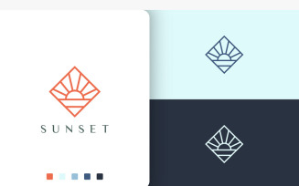 Coast or Ocean Logo With in Modern Shape