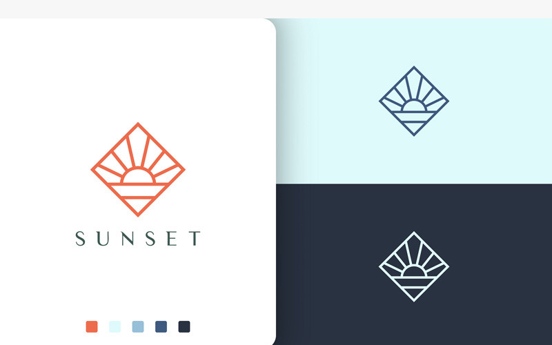 Coast or Ocean Logo With in Modern Shape Logo Template