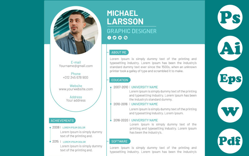 Minimalist Green CV Template For A Graphic Designer Resume Template
