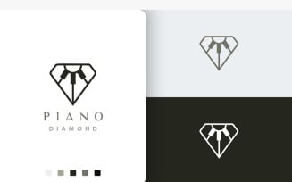 Piano Logo With Diamond Shape