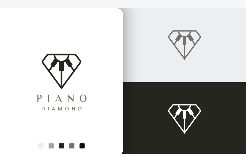 Piano Logo With Diamond Shape Logo Template
