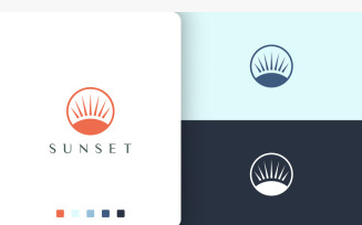 Sun or Beach Circle Logo in Modern Style
