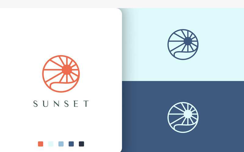 Sun or Ocean Logo With Modern Shape Logo Template