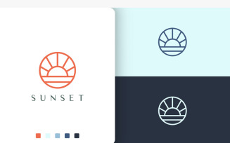 Sun or Sea Logo Circle Shape