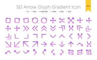 50 Arrow Glyph Gradient Icon Vol 2