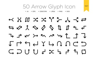 50 Arrow Glyph icon Sets Vol 1