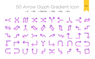 50 Arrow Glyph icon Vol 1