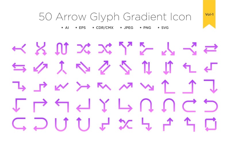 50 Arrow Glyph icon Vol 1 Icon Set