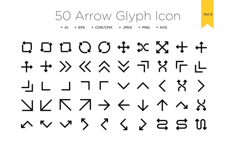 50 Arrow Glyph icon Vol 2 Icon Set