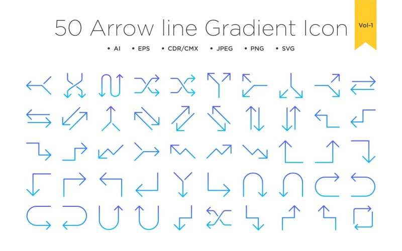 50 Arrow Line Gradient icon Vol 1 Icon Set